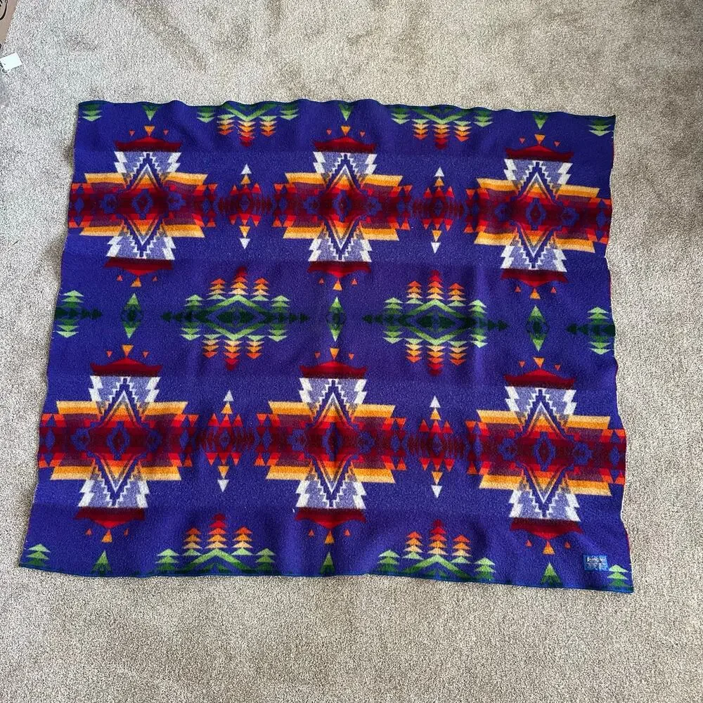 Pendleton Beaver State Chief Joseph Vintage 1960s Wool Reversible Throw Blanket